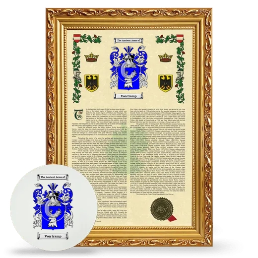 Von tramp Framed Armorial History and Mouse Pad - Gold